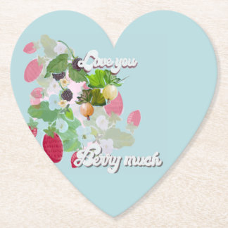 Dessous-de-verre En Papier Love You Berry Much Paper Coaster Heart