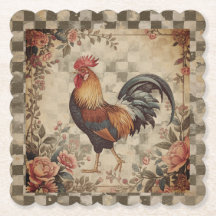 Lovely Vintage Rooster and Flowers Pattern