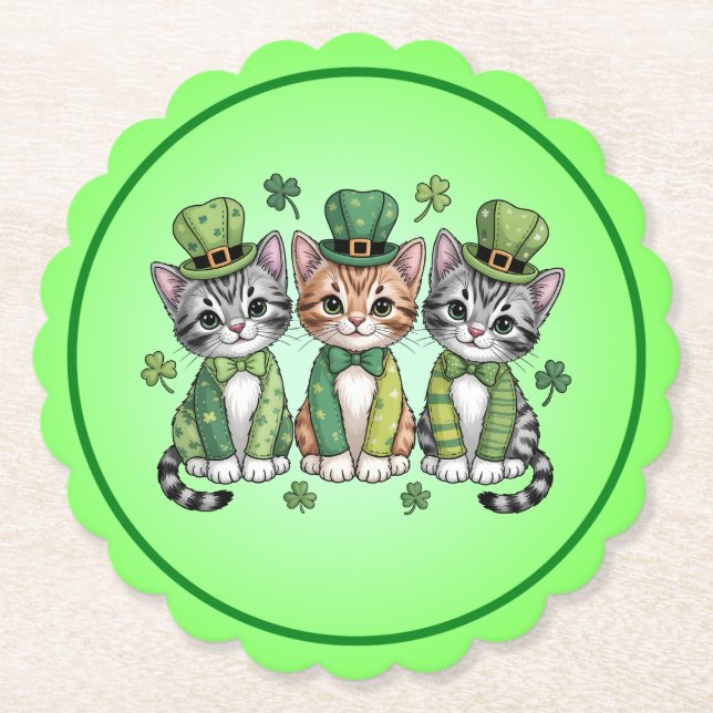 Dessous-de-verre En Papier Lucky St. Patrick’s Day Kittens-47474 (Devant)