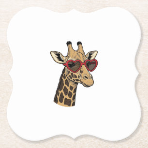 Dessous-de-verre En Papier Lunettes de soleil à cœur de girafe gravé vintage 