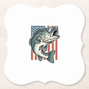 Dessous-de-verre En Papier Lunettes de soleil de pêche à la basse patriotique