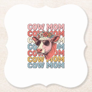 Dessous-de-verre En Papier Lunettes de soleil rétro Cow Mom gravure vintage D