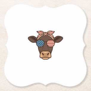 Dessous-de-verre En Papier Lunettes de soleil tête de vache patriotique desig