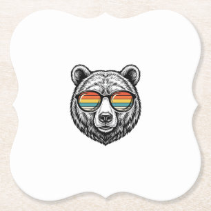 Dessous-de-verre En Papier lunettes de soleil vintage ours graphique vectorie