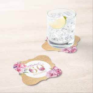 Dessous-de-verre En Papier Luxe Custom 60e anniversaire Peonies Parties scint