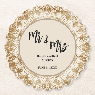 Dessous-de-verre En Papier M. & Mme Vintage Lace Doily Mariage