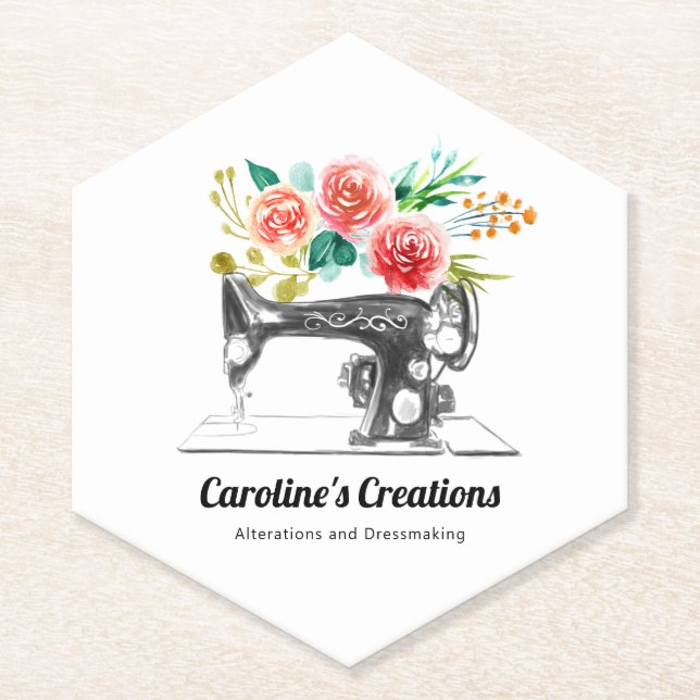 Dessous-de-verre En Papier Machine à coudre Noir Blanc Seamstress Tailor (Devant)