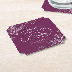 Dessous-de-verre En Papier Magenta & Silver Posh Ne prenez pas mon Mariage de