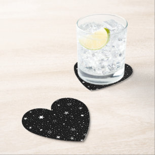 Dessous-de-verre En Papier Main Blanche Tirée Étoiles Sur Noir