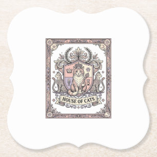 Dessous-de-verre En Papier Maison de chats Armoiries de chat vintage