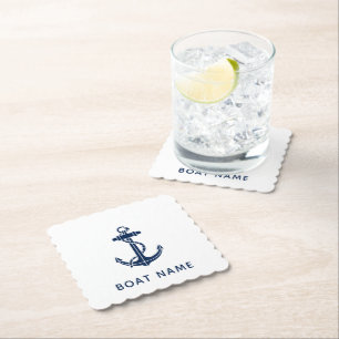 Dessous-de-verre En Papier Maison de plage d'ancre de bateau sur mesure nauti