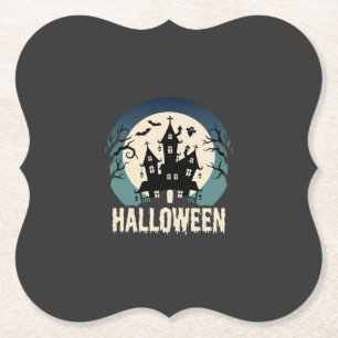 Dessous-de-verre En Papier Maison Hantée de la Lune Vector Halloween