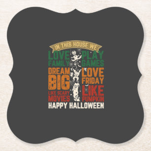 Dessous-de-verre En Papier Maison Joyeux Halloween Monstres Toiles d'araignée