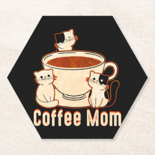 Dessous-de-verre En Papier Maman café drôle avec chat