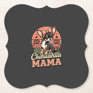 Dessous-de-verre En Papier Maman Chihuahua mignonne noeud Chien Maman
