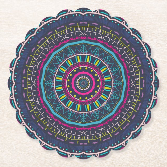 Dessous-de-verre En Papier mandala coloré (Devant)