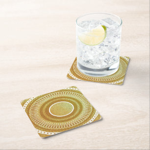 Dessous-de-verre En Papier Mandala d'or et de paillettes