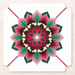 Dessous-de-verre En Papier Mandala Motif 02 en Dessous de verre papier rose p