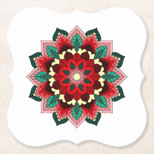 Dessous-de-verre En Papier Mandala Motif 2002 en Dessous de verre papier roug