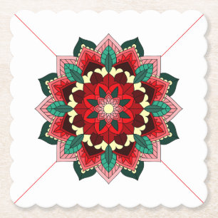 Dessous-de-verre En Papier Mandala Motif 2002 en Dessous de verre papier roug