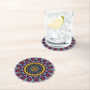 Dessous-de-verre En Papier Mandala Trippy Retro Hippie Boho Chic Bohème