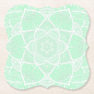 Dessous-de-verre En Papier Mandala vert et blanc - Loergann à Jade