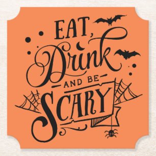 Dessous-de-verre En Papier Mangez, Buvez Et Soyez Effrayant Halloween