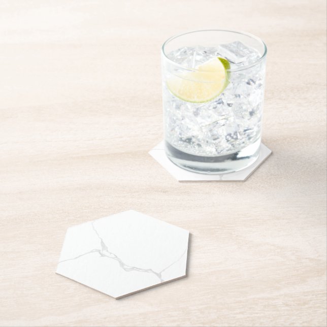Dessous-de-verre En Papier Marbre blanc  (En situation)
