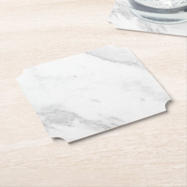 Dessous-de-verre En Papier Marbre Blanc (Incliné)