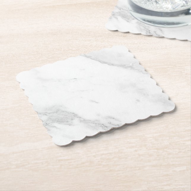 Dessous-de-verre En Papier Marbre Blanc (Incliné)