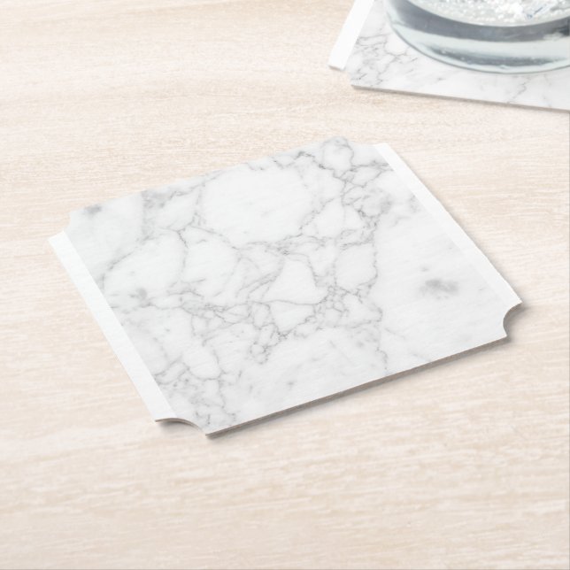 Dessous-de-verre En Papier Marbre Blanc (Incliné)