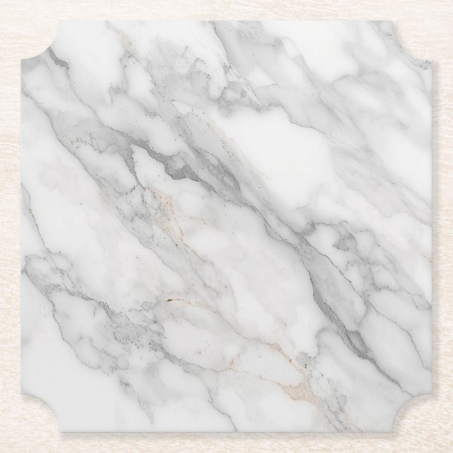 Dessous-de-verre En Papier Marbre Blanc (Devant)