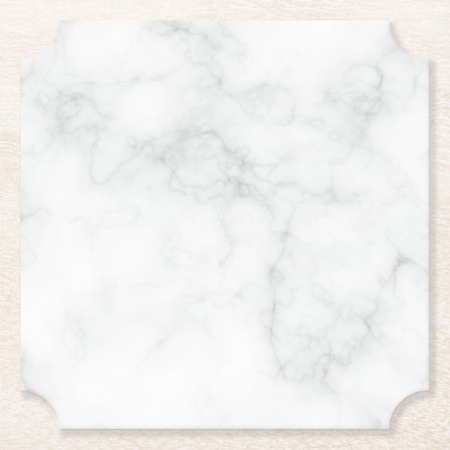 Dessous-de-verre En Papier Marbre Blanc Moderne (Devant)