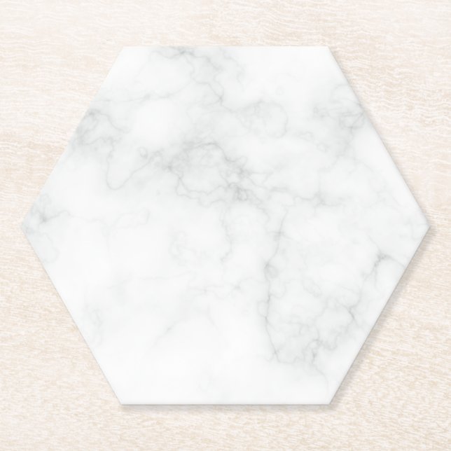 Dessous-de-verre En Papier Marbre Blanc Moderne (Devant)