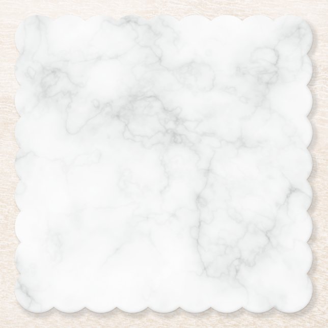 Dessous-de-verre En Papier Marbre Blanc Moderne (Devant)