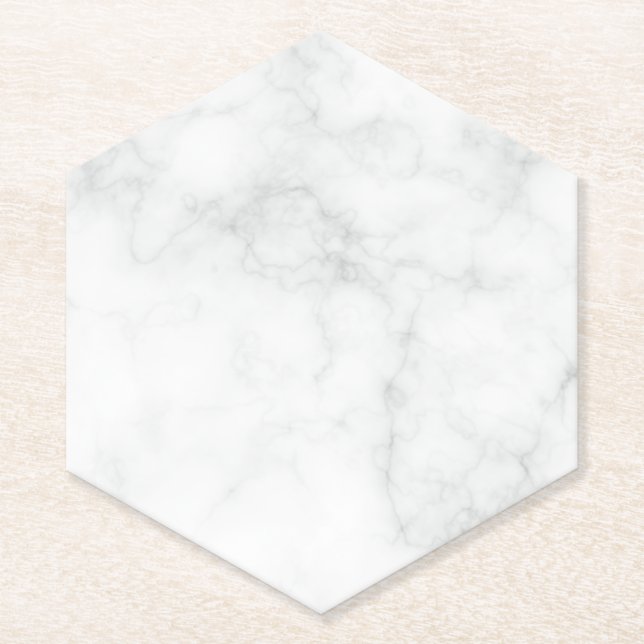 Dessous-de-verre En Papier Marbre Blanc Moderne (Devant)