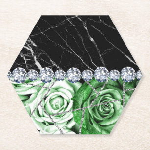 Dessous-de-verre En Papier Marbre blanc Rose noir Parties scintillant