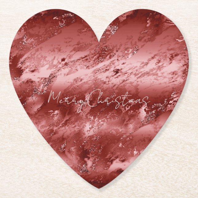 Dessous-de-verre En Papier Marbre rouge brillant (Devant)