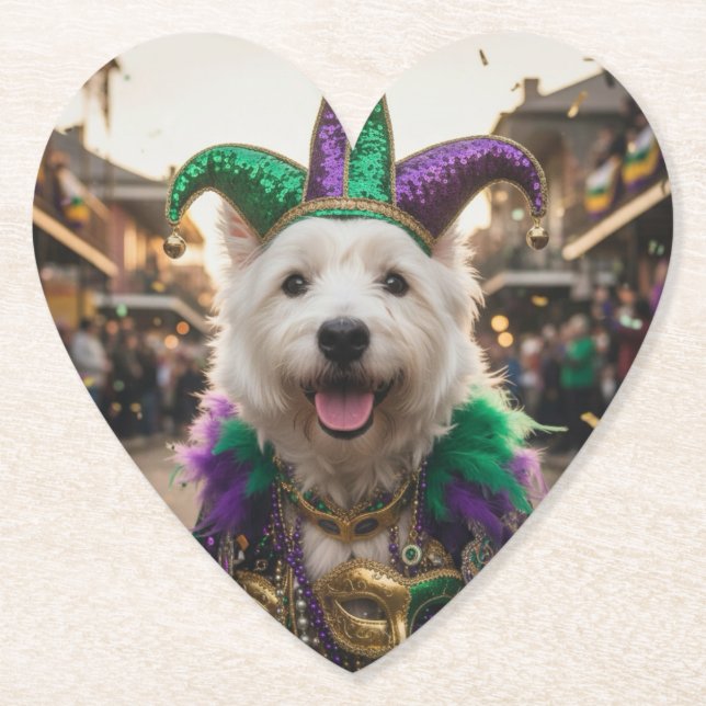 Dessous-de-verre En Papier Mardi Gras Dog Jester Costume (Devant)