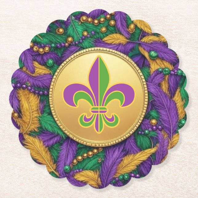 Dessous-de-verre En Papier Mardi Gras Fleur de lis (Devant)