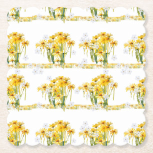 Dessous-de-verre En Papier marguerites délicates ! bord festonné