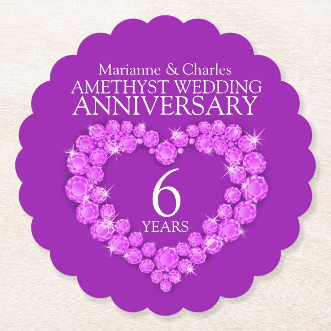Dessous-de-verre En Papier Mariage Amethyst 6e anniversaire dessous de verre  (Devant)