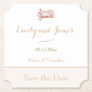 Dessous-de-verre En Papier Mariage Art Nouveau Floral vintage Enregistrer la