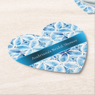 Dessous-de-verre En Papier Mariage Blanc Bleu Batik Floral