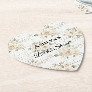 Dessous-de-verre En Papier Mariage Bohème Floral Blanc Douche de Mariée