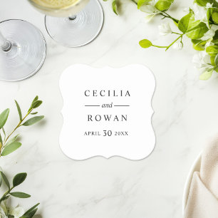 Dessous-de-verre En Papier Mariage Classique Minimaliste Noir et Blanc