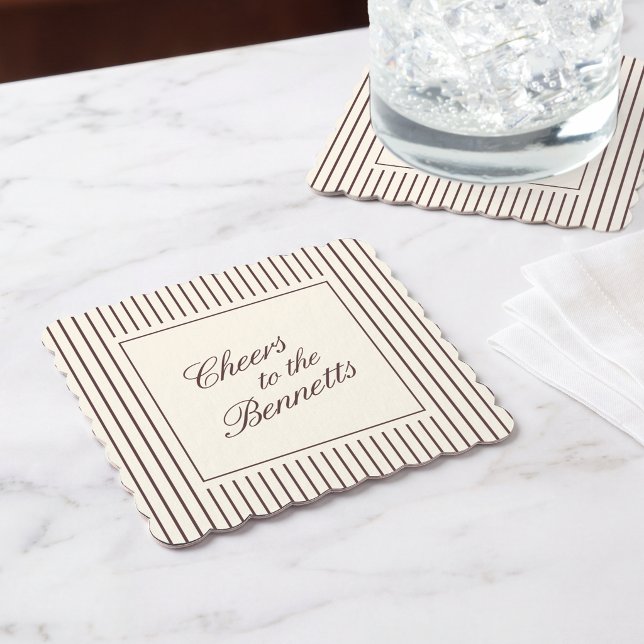Dessous-de-verre En Papier Mariage Dark Burgundy Classic Script (Créateur téléchargé)