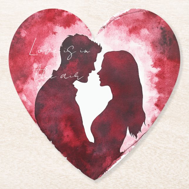 Dessous-de-verre En Papier Mariage du cœur d'amour romantique (Devant)