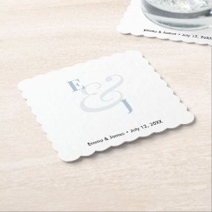Dessous-de-verre En Papier Mariage Dusty Blue Ampersand Cocktail