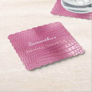 Dessous-de-verre En Papier Mariage Faux Alligator Rose Fête de Mariage